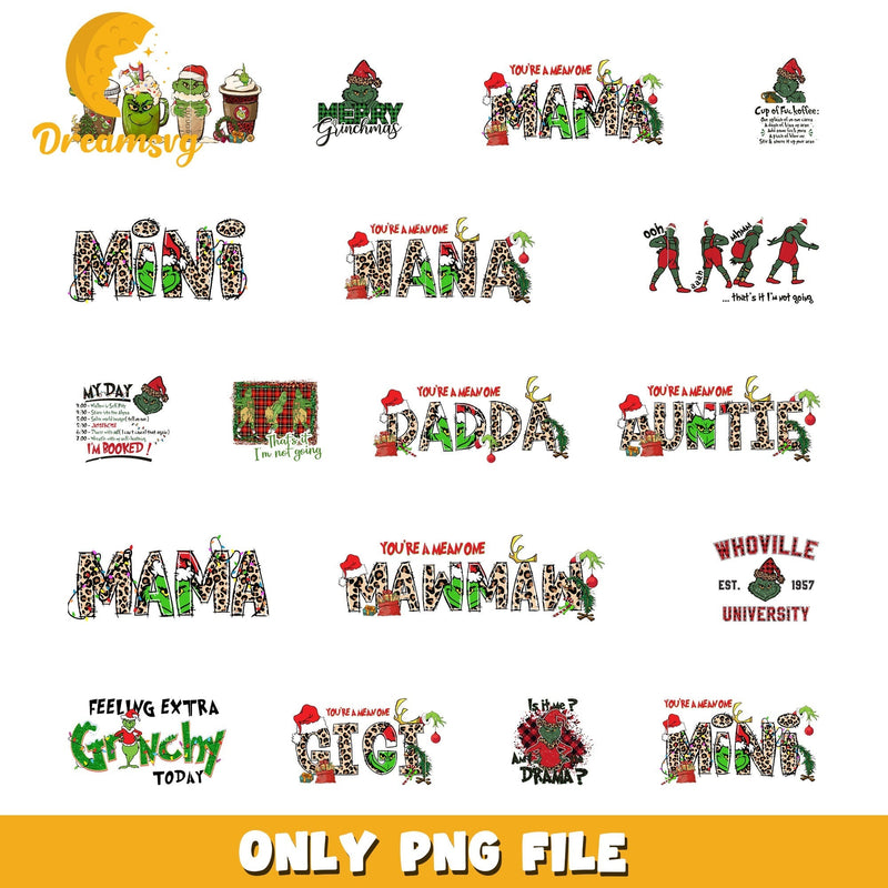 You're a mean one mama leopard design bundle png, mama grinch png