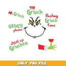 The grinch Christmas png, grinch bundle png, cartoon png