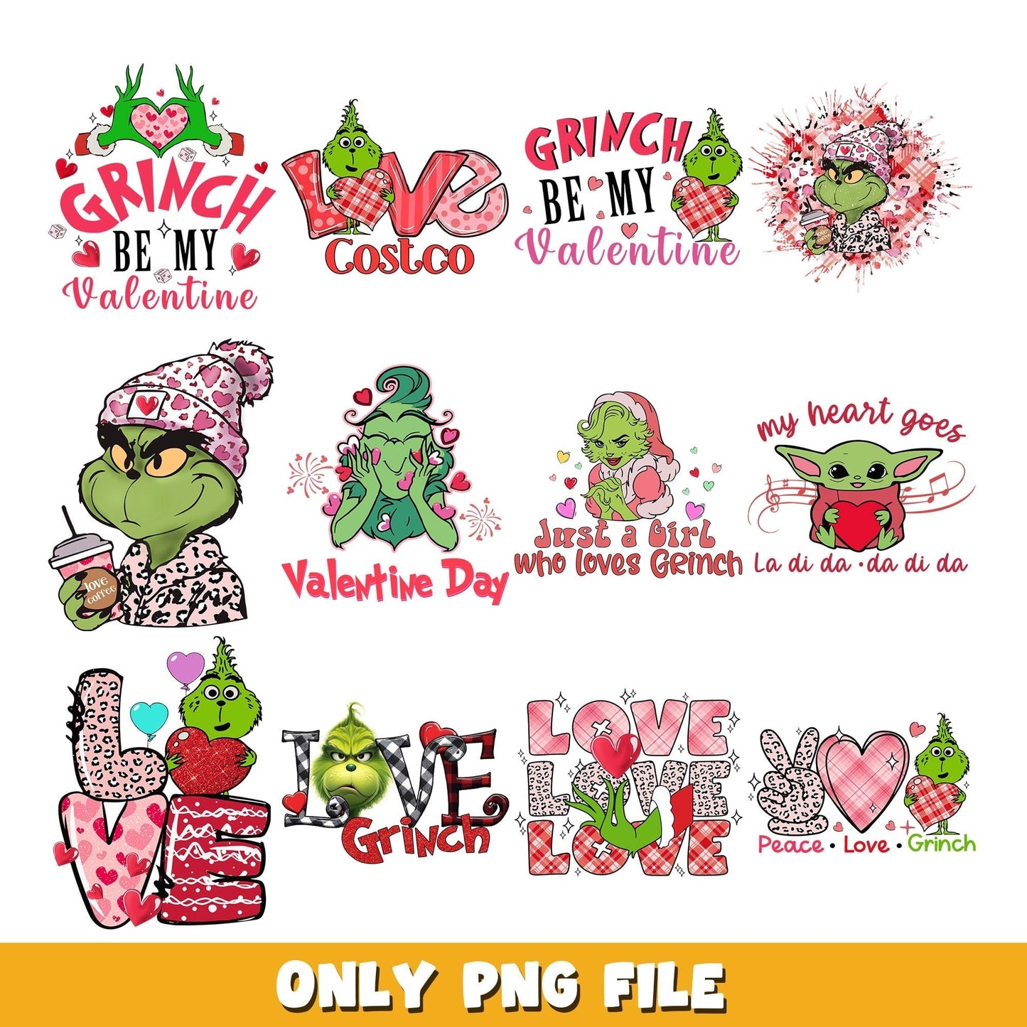 The grinch love png, grinch bundle png, cartoon png