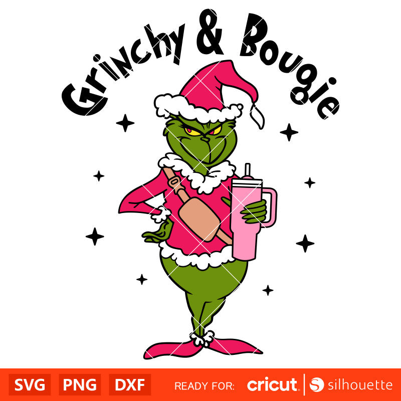 Grinchy & Bougie Svg Cricut, Silhouette Vector Cut File