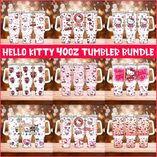 Hello kitty Valentine 40oz Quencher Tumbler Wrap Png