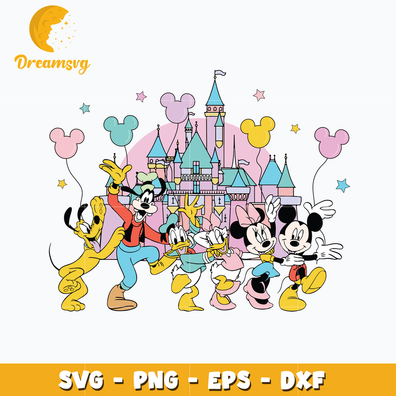 Mickey castle disney friends svg