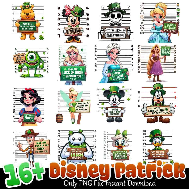 Disney Patrick Bundle PNG 16+ Happy Patrick’s Day PNG Instant Download