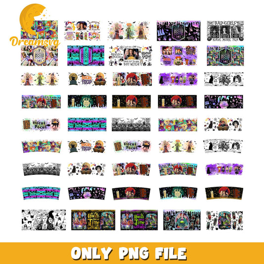 Hocus pocus halloween tumbler design bundle png, hocus pocus characters png