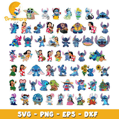 Lilo & Stitch 100 Cliparts Bundle, Lilo and Stitch SVG Cut Files for Cricut / Silhouette, PNG DXF, instant download