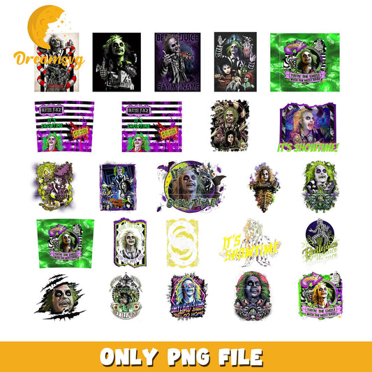 Beetlejuice cartoon design bundle png, beetlejuice characters png