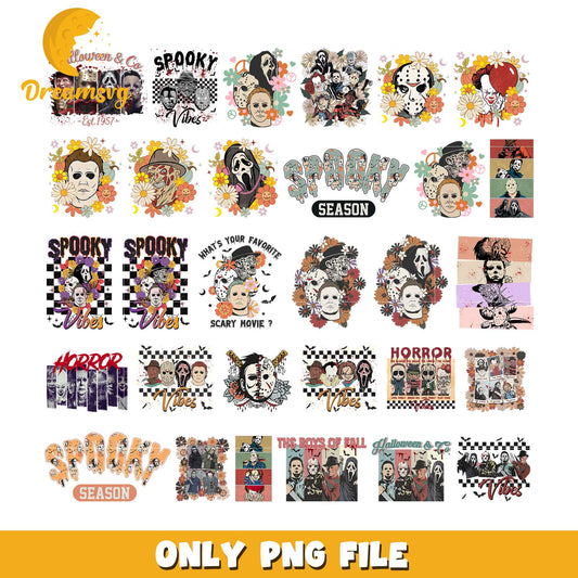 Horror spooky vibes halloween bundle png, spooky vibes png