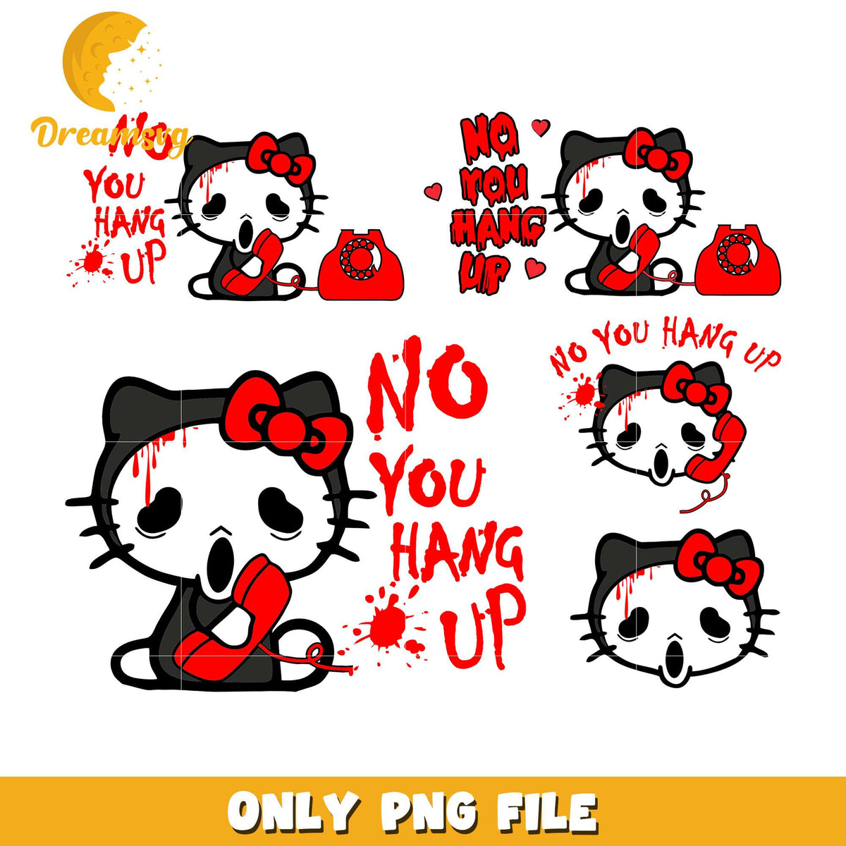 Kitty ghostface halloween design bundle png, no you hang up png