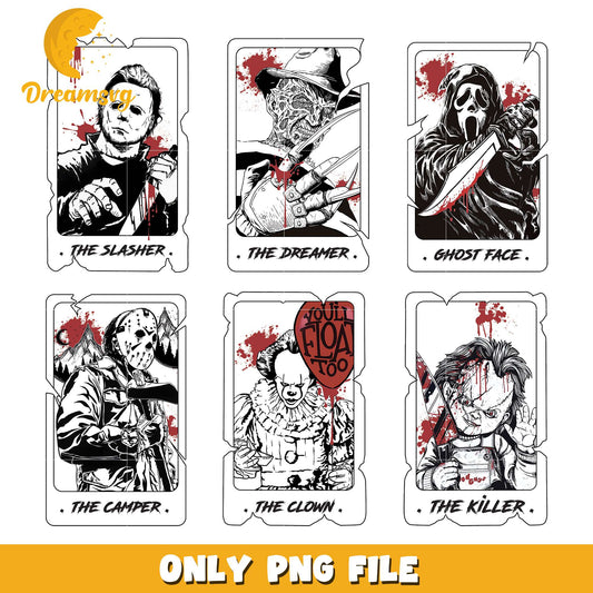 Halloween horror tarot card bundle design png, horror movies png