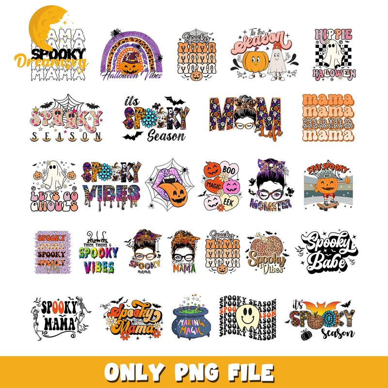 Tis the season halloween bundle design png, halloween spooky png