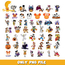 Halloween disney characters design bundle png, halloween disney png