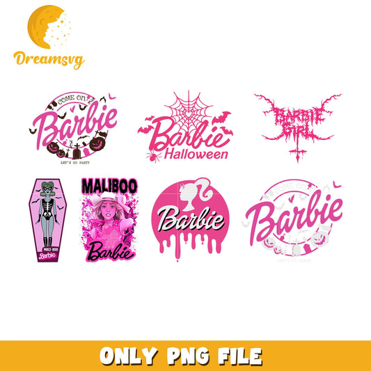 Barbie logo halloween design bundle png, halloween barbie png