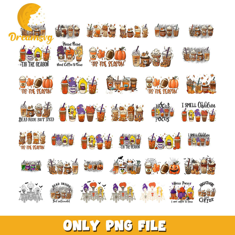 Tis the season coffee cup halloween bundle png, halloween coffee png