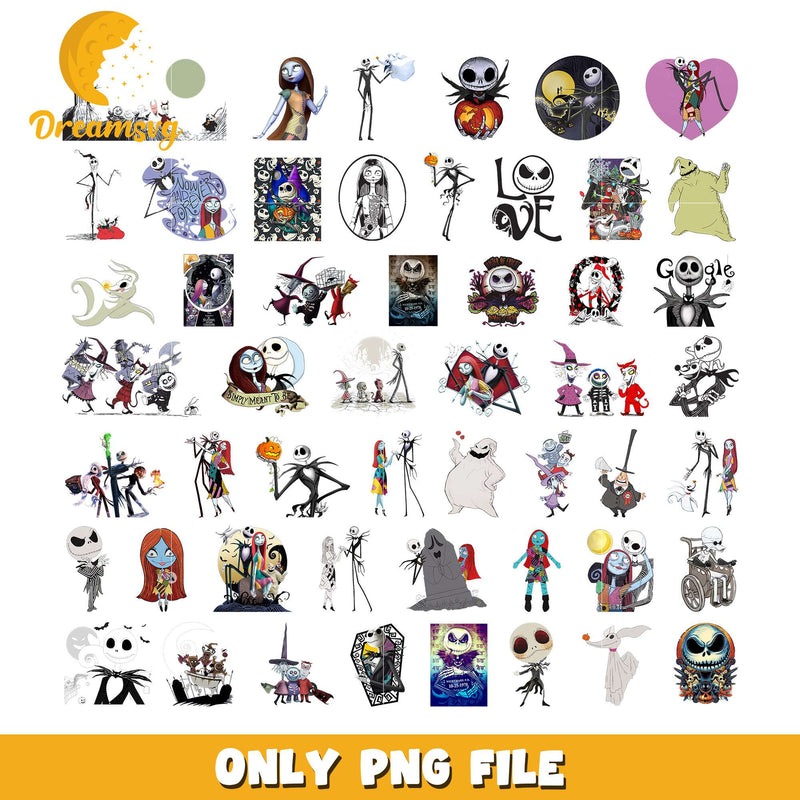 Jack Skellington characters bundle png, nightmare before christmas png