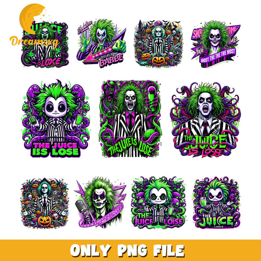 Beetlejuice cartoon design bundle png, beetlejuice characters png