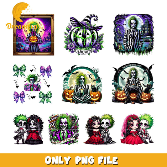 Beetlejuice and lydia halloween bundle png, beetlejuice halloween png