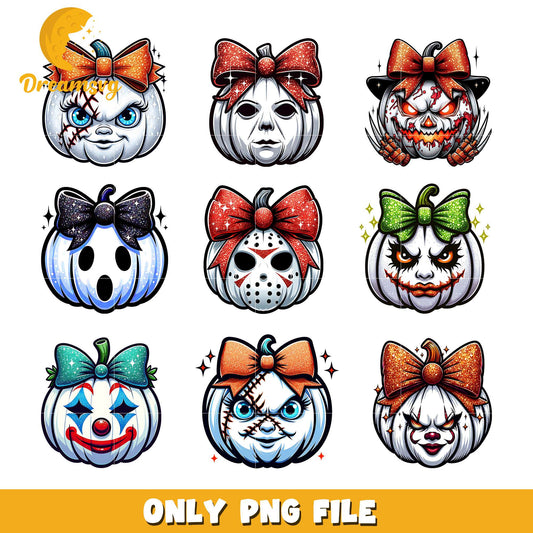 Horror face bow tie pumpkin bundle png, horror movies png