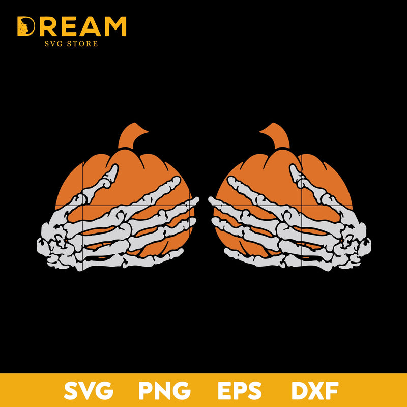 Pumpkins skeleton hands boobs svg, Pumpkin svg, Halloween svg, png, dxf, eps digital file HLW2009205L