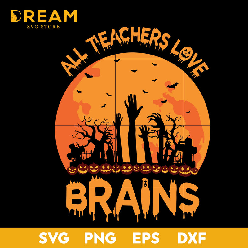 All teachers love brains svg, halloween svg, png, dxf, eps digital file HLW27092010L