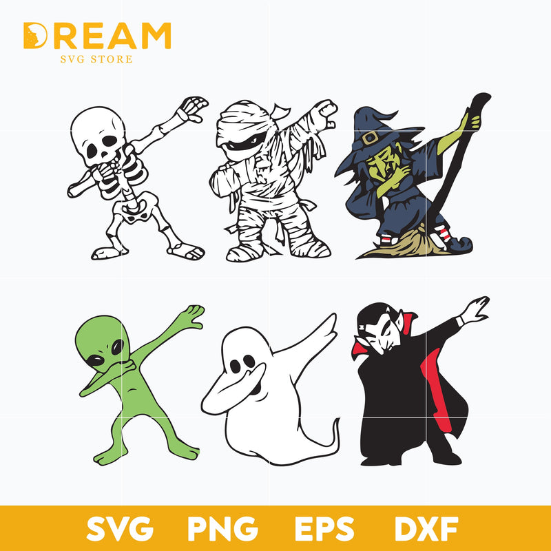 Dabbing Skeleton And Monsters Halloween Dracula Boys Kids svg, halloween svg, png, dxf, eps digital file HLW2709205L