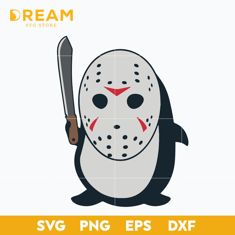 Cute Penguin Jason Mask Friday halloween svg, halloween svg, png, dxf, eps digital file HLW2809204L