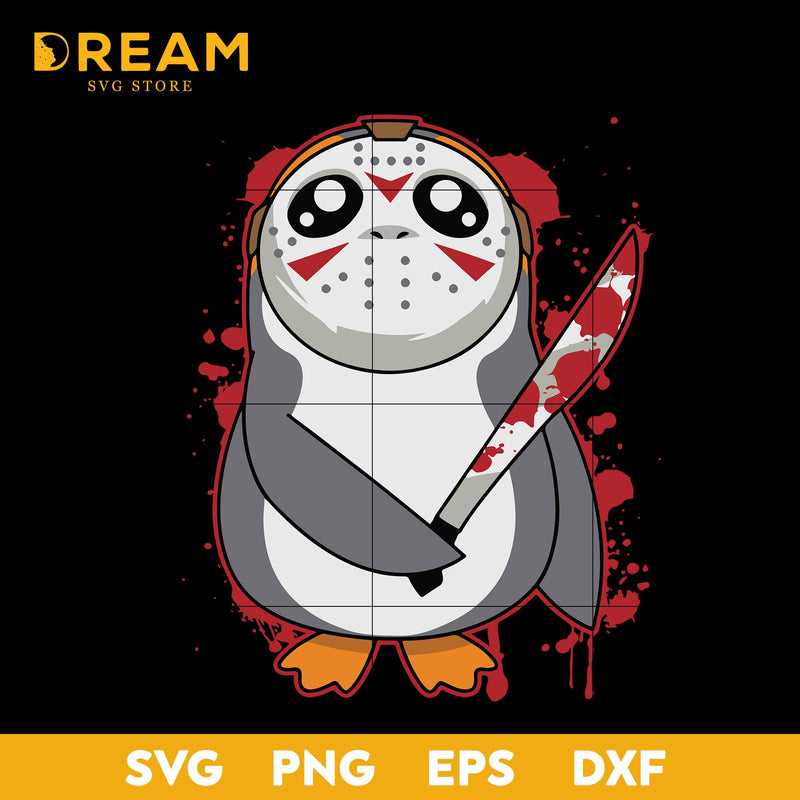 Cute Penguin Jason Mask Friday halloween svg, halloween svg, png, dxf, eps digital file HLW2809205L