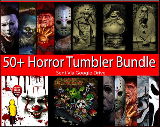 HORROR 50+ designs 20oz tapered and skinny download tumbler file Sublimation Design