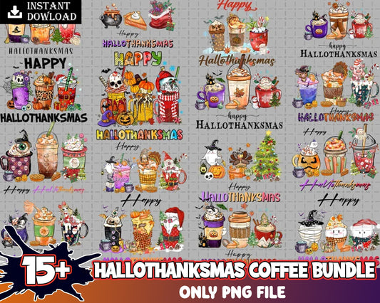 15+ Hallothanksmas Coffee bunlde, Disney Christmas coffee PNG, Christmas princess cafe digital bundle, Halloween designs bundle, Digital files