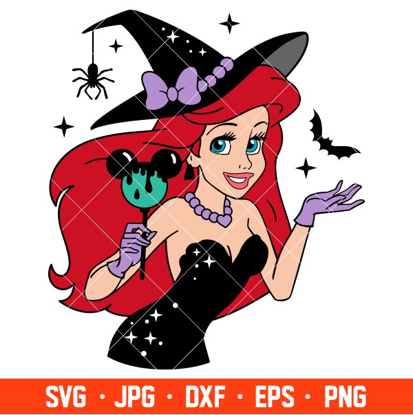 Halloween Little Mermaid Svg, Free Svg, Daily Freebies Svg, Cricut, Silhouette Vector Cut File