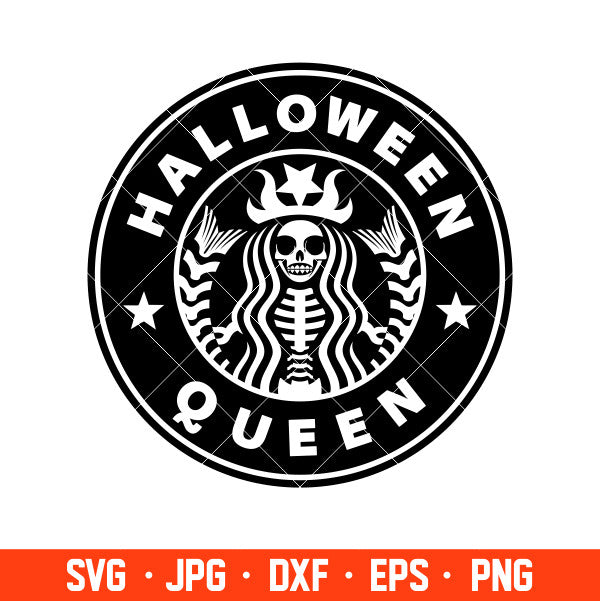 Halloween Queen Starbucks Svg, Skeleton Coffee Svg, Halloween Svg, Cricut, Silhouette Vector Cut File