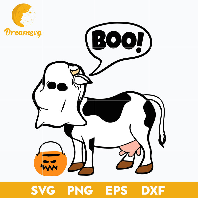 Halloween Cow Ghost Costume Cute Boo svg, Halloween svg, png, dxf, eps digital file.