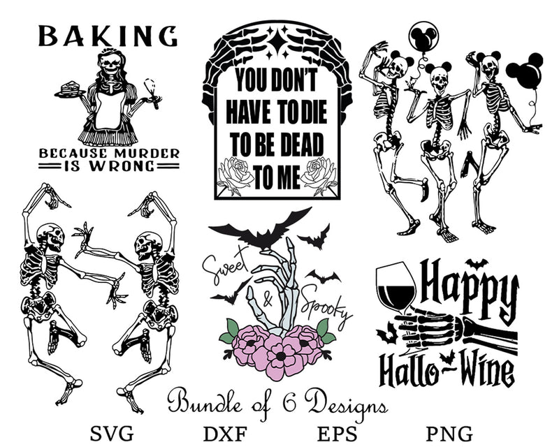 Halloween Funny Skeleton SVG Bundle, Halloween Skeleton SVG Cricut, Silhouette Vector Cut Files