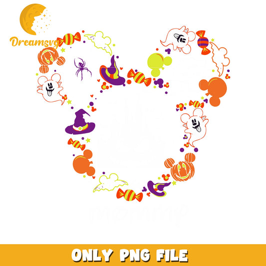 Halloween Heart PNG Graphic with Cute Spooky Icons
