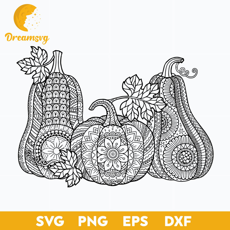 Halloween Pumpkin Mandala Style svg, Halloween svg, png, dxf, eps digital file.