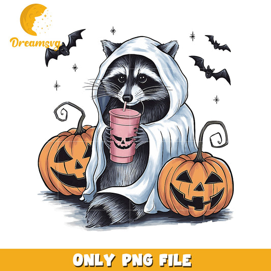 Halloween Raccoon Ghost PNG Sublimation