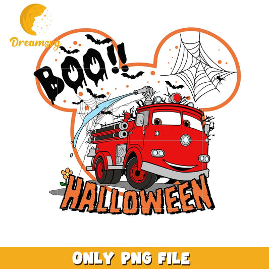 Halloween Cars fire truck boo png, Disney Pixar cartoon characters png
