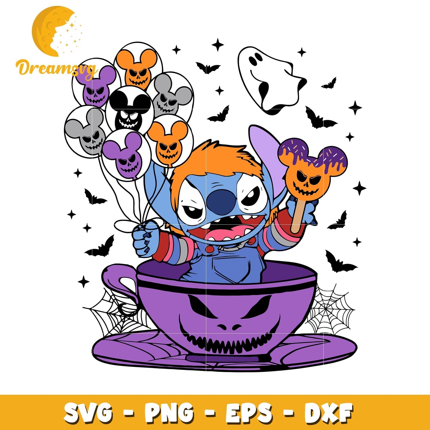 Halloween Chucky Stitch svg, Disney friends halloween vibes svg