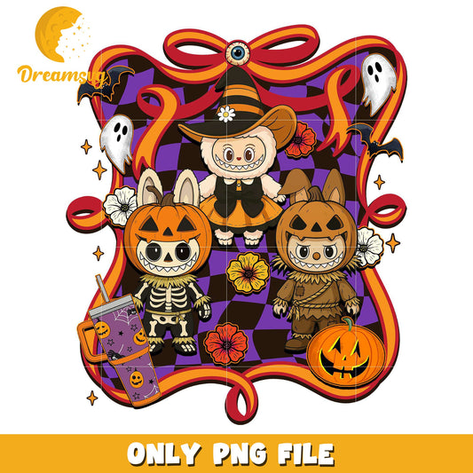 Halloween labubu png, halloween pumpkin png, spooky halloween png