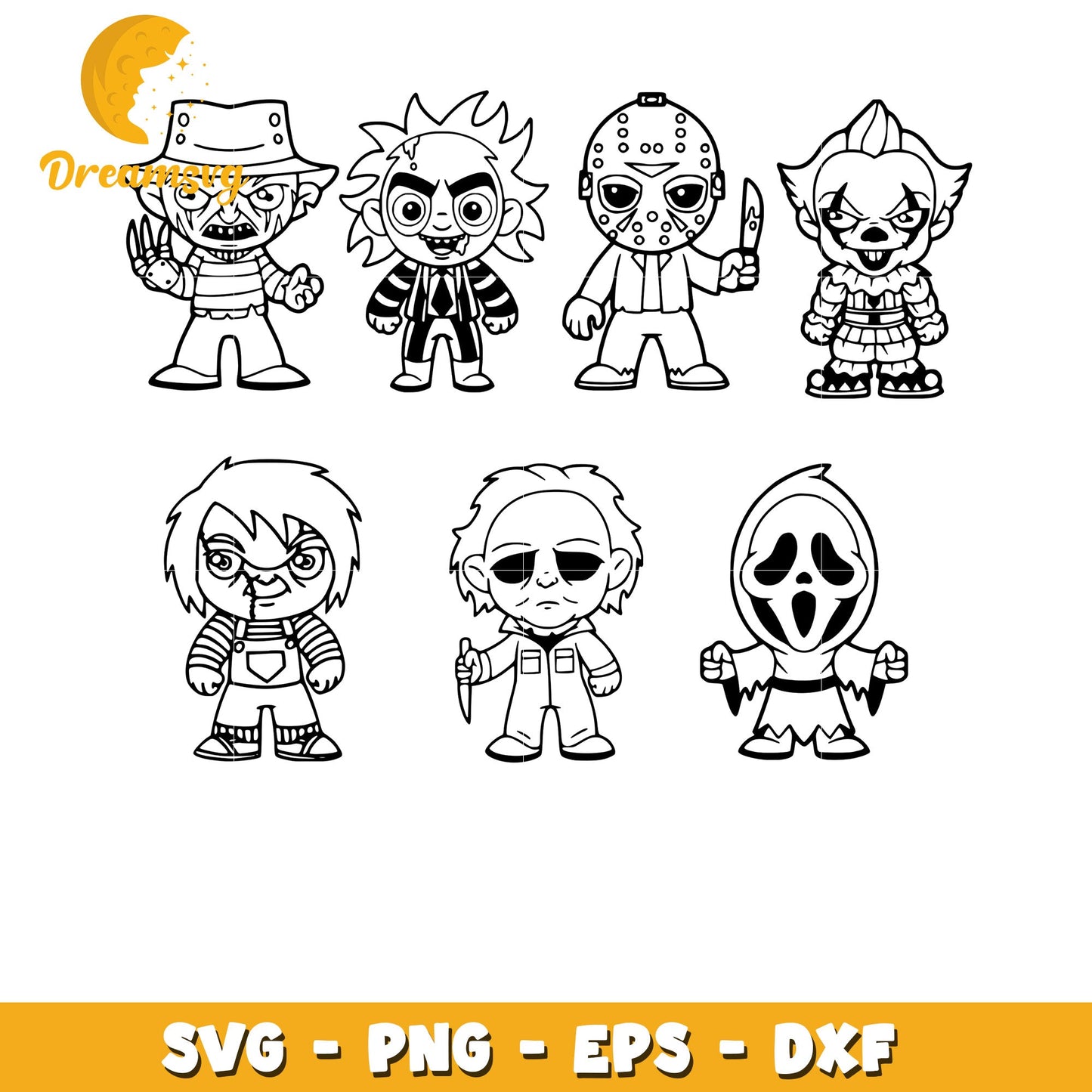 Horror character dolls bundle svg, Horror movie svg