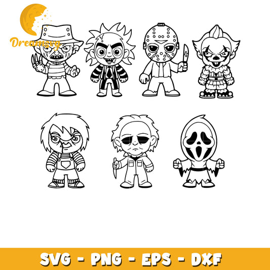 Horror character dolls bundle svg, Horror movie svg