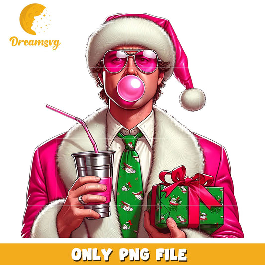 Handsome pink santa claus png, santa claus png, christmas png