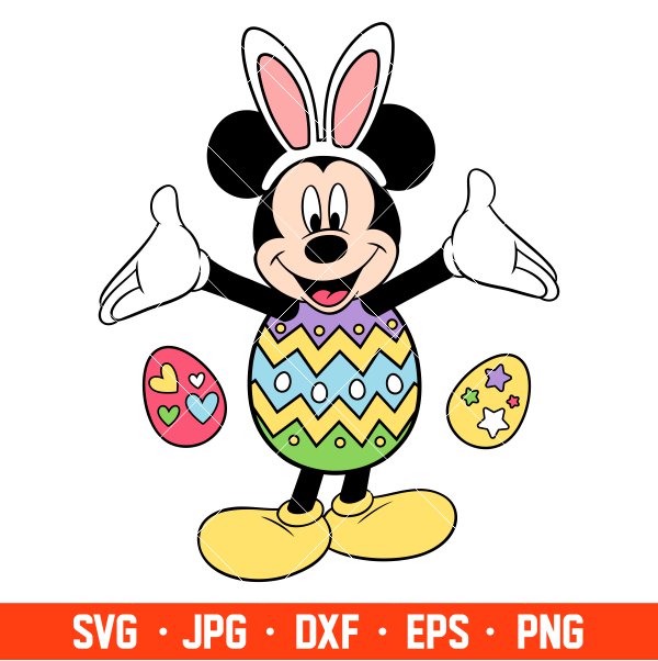 Happy Easter Mickey Mouse&nbsp;Svg, Free Svg, Daily Freebies Svg, Cricut, Silhouette Vector Cut File