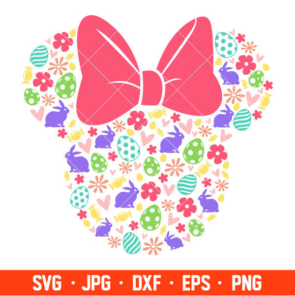 Happy Easter Minnie Mouse Svg, Free Svg, Daily Freebies Svg, Cricut, Silhouette Vector Cut File