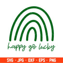Happy Go Lucky Svg, St. Patrick’s Day Svg, Lucky Svg, Irish Svg, Clover Svg, Cricut, Silhouette Vector Cut File