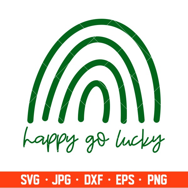 Happy Go Lucky Svg, St. Patrick’s Day Svg, Lucky Svg, Irish Svg, Clover Svg, Cricut, Silhouette Vector Cut File