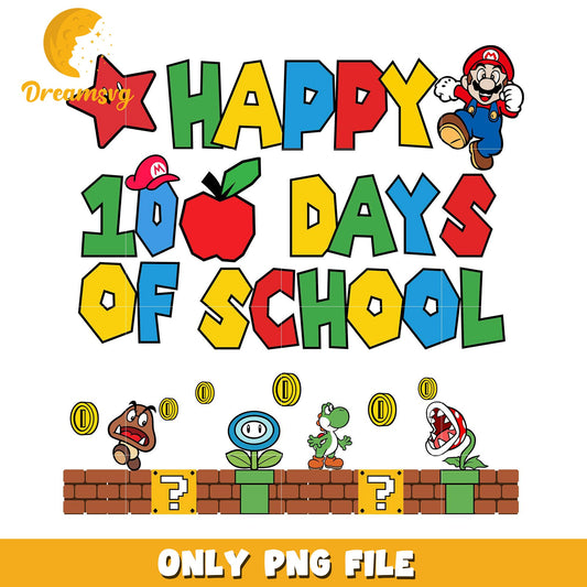 Happy 100 Days School Mario PNG