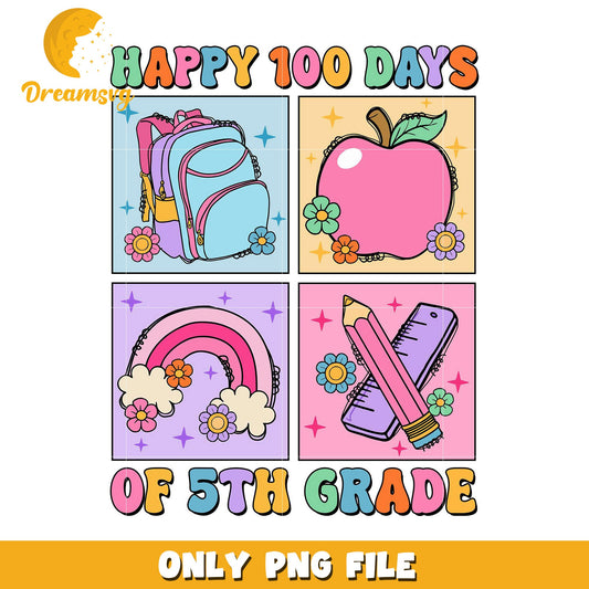 Happy 100 Days of 5th Grade PNG