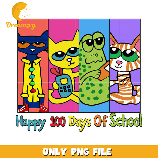 Happy 100 Days of School Colorful PNG Illustration