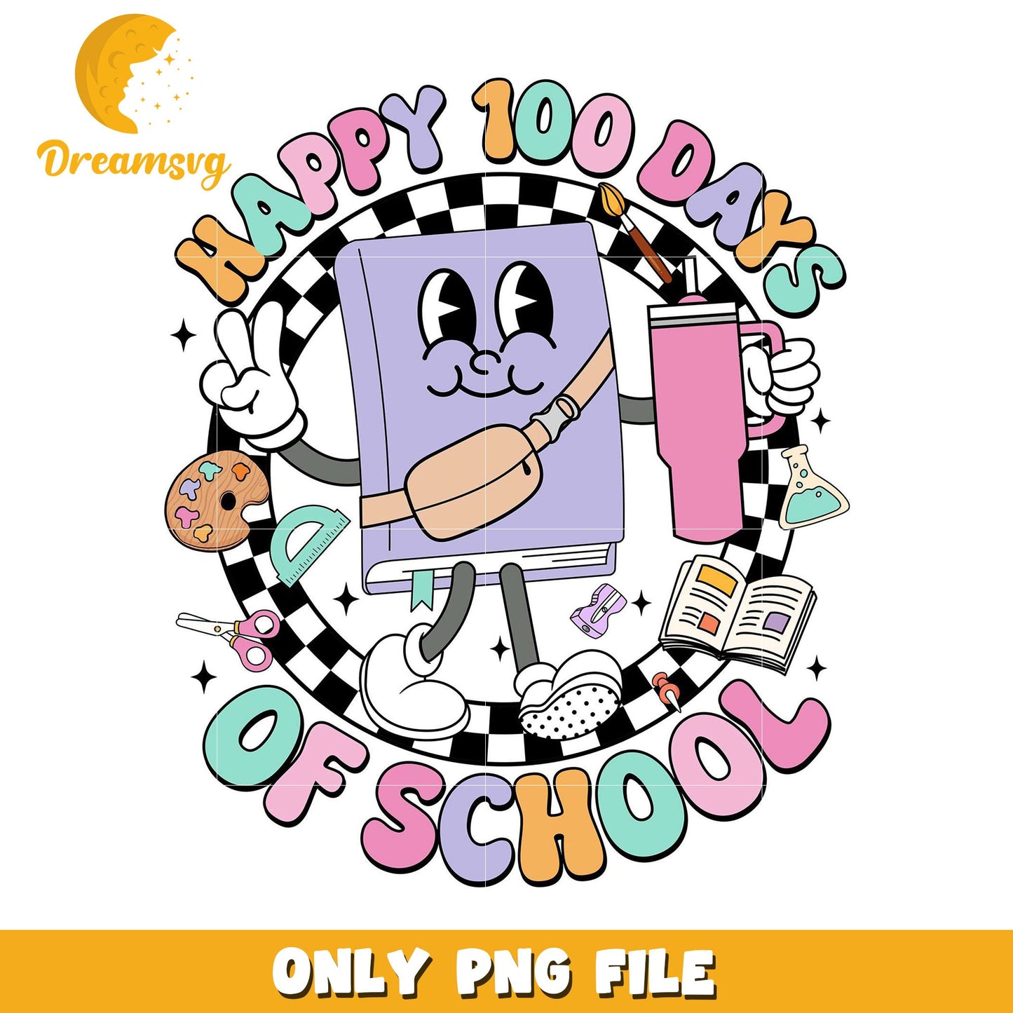 Happy 100 Days of School PNG Celebration Design