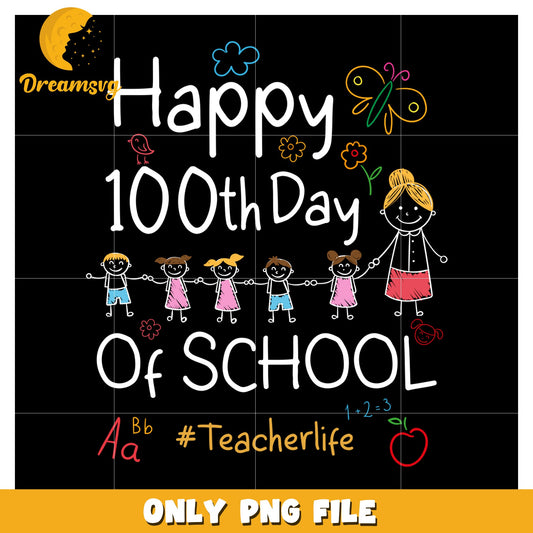 Happy 100th Day of School PNG File for Teachers and Kids